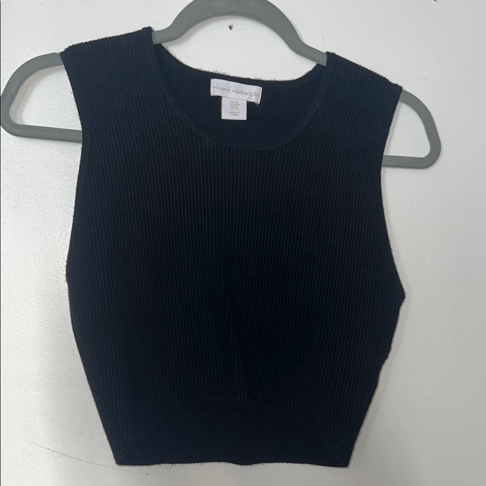 House of horlow 1960 Black Sleeveless Ribbed Top